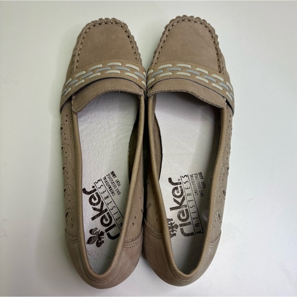 Rieker Women’s EU 38 Tan Flats Moccasin-Style Loafers Soft Leather Anti-Stress - Picture 6 of 10